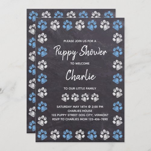 Chalkboard New Pet Dog Puppy Shower Invitation