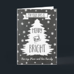 Chalkboard Niece & Family Merry Christmas Card<br><div class="desc">Merry Christmas greeting card for your niece and her family with rustic chalkboard pattern,  christmas tree and snowflakes. Wish your niece's family well this holiday season with this stylish greeting card.</div>