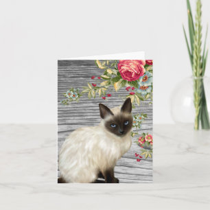 Chalkboard Notecard with Painted Siamese Cat