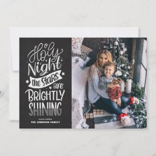 Chalkboard O Holy Night Lyrics Christmas Photo Holiday Card