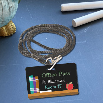 Chalkboard Office Plastic Badge Hall Pass by ArianeC at Zazzle