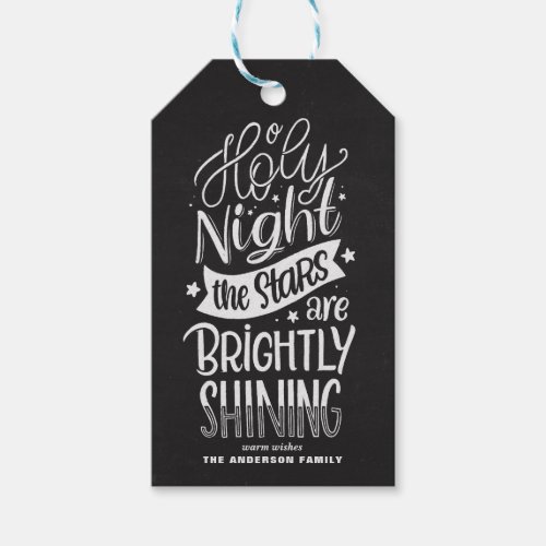 Chalkboard Oh Holy Night Lettering Christmas Carol Gift Tags
