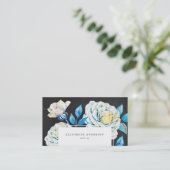 Chalkboard Oil Painted White Rose Business Card (Standing Front)