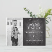 Chalkboard | Old & New Photo Surprise Birthday Invitation (Standing Front)