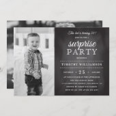 Chalkboard | Old & New Photo Surprise Birthday Invitation (Front/Back)
