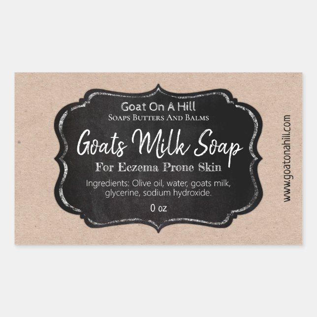Chalkboard On Kraft Goat's Milk Soap Rectangular Sticker (Front)