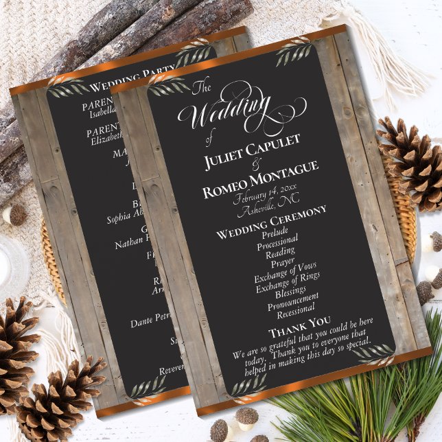 Chalkboard on Wood - Copper Wedding Program (Creator Uploaded)