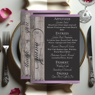 Chalkboard on Wood, Heart & Thank You - Lavender Menu