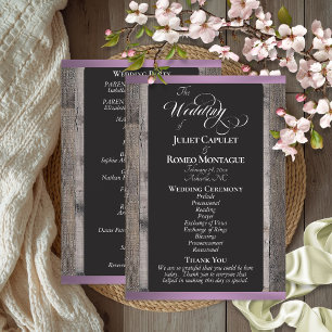 Chalkboard on Wood & Lavender Ribbon - Wedding Program