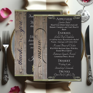 Chalkboard on Wood, Monogram & Thank You - Sage Menu