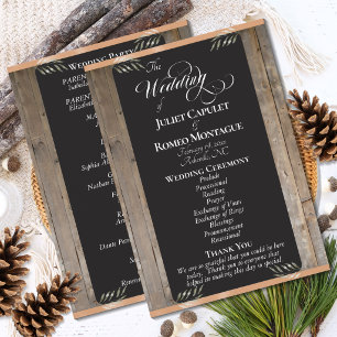 Chalkboard on Wood - Peach Wedding Program