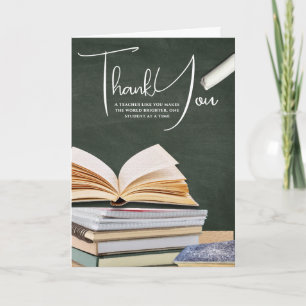 Chalkboard Open Book Teacher Thank You Card