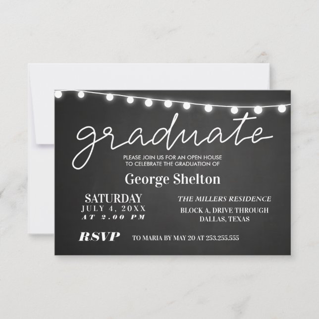 Chalkboard Open House Graduation Party Invitation (Front)