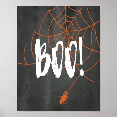 Chalkboard Orange Spider Web Halloween Boo Sign