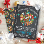 Chalkboard Ornament Exchange Invitation<br><div class="desc">Chalkboard Ornament Exchange Invitation Supe cute and fun with a ornament ball made of Christmas cookie icons and chalk typography all on a chalkboard background. Hand drawn illustration by McBooboo's. Can be used for a cookie exchange or swap. To make more changes go to Personalize this template. On the bottom...</div>