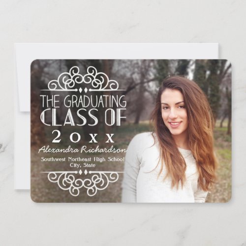 Chalkboard Overlay High School Photo Graduation Invitation