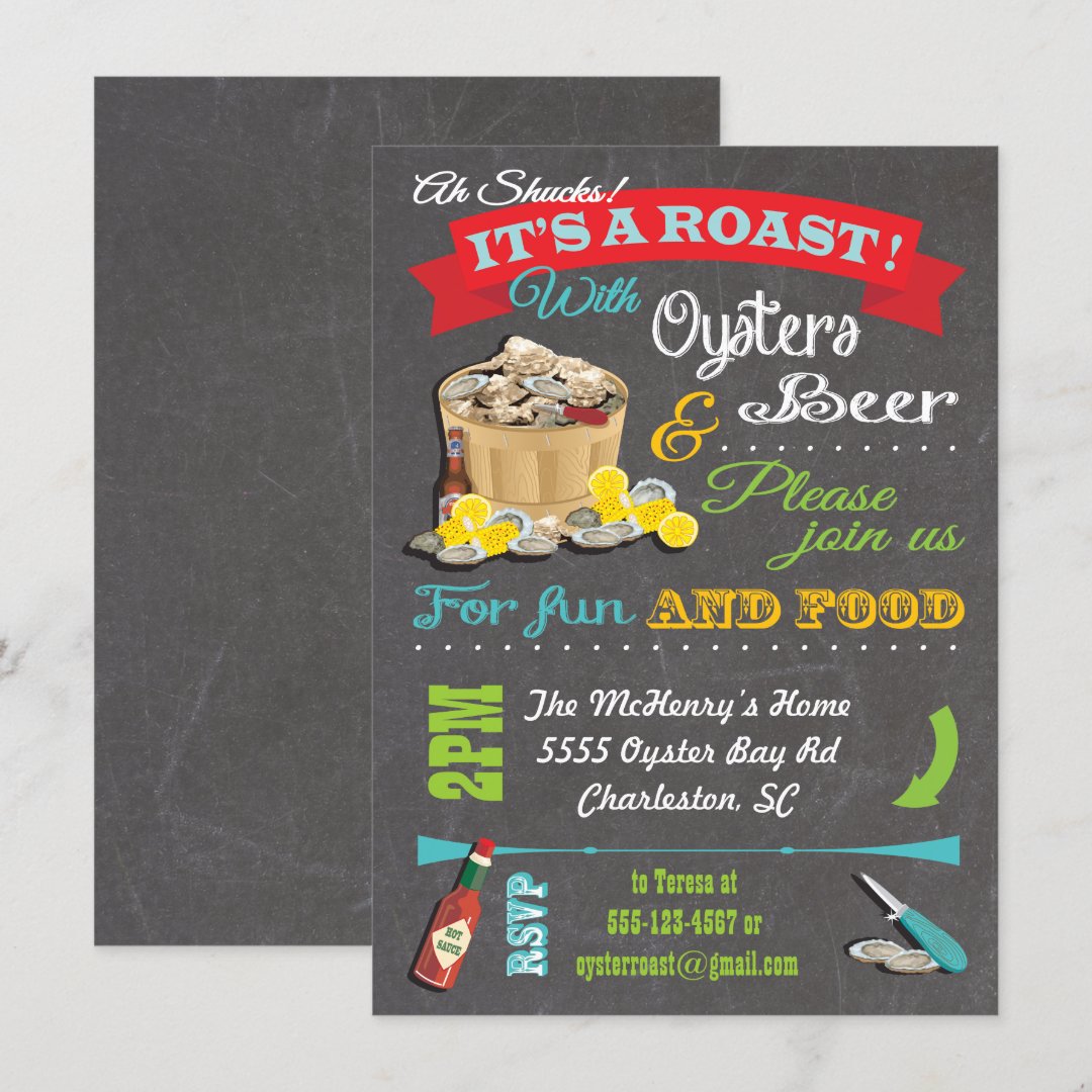 Chalkboard Oyster Roast Party Invitations | Zazzle