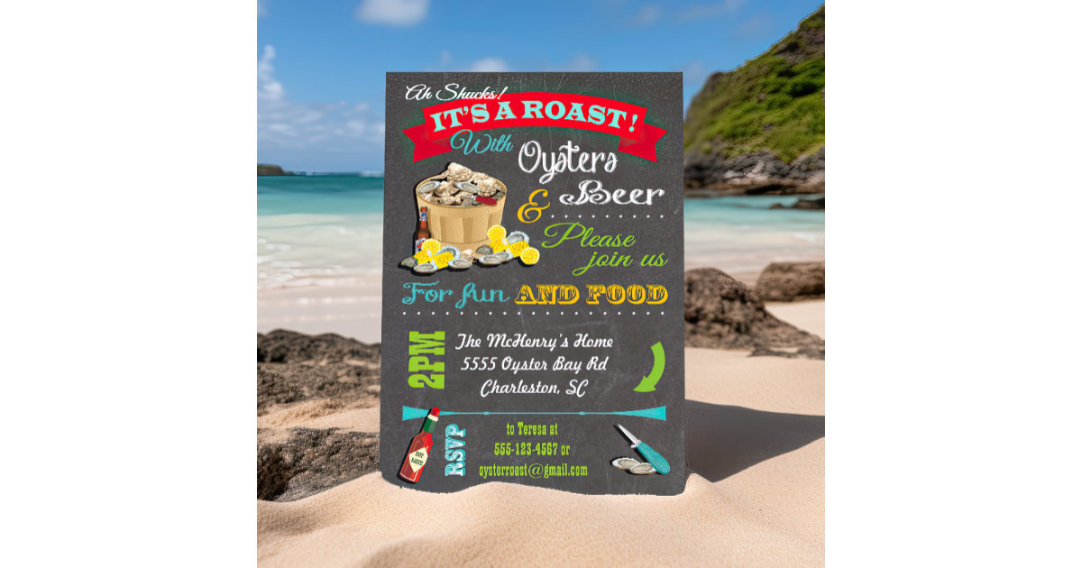Chalkboard Oyster Roast Party Invitations Zazzle