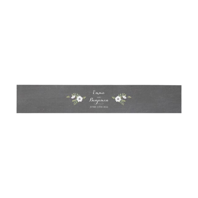 Chalkboard Painted Anemones -invitation belly band (Flat)