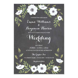 Chalkboard Painted Anemones - wedding invitation