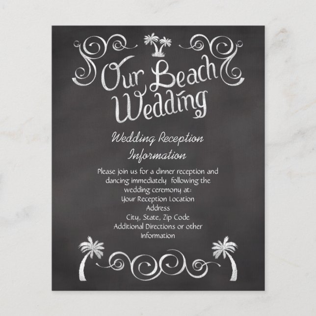 Chalkboard Palm Tree Beach Wedding Insert (Front)