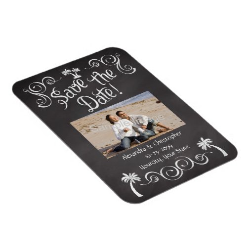 Chalkboard Palm Tree Beach Wedding Save the Date Zazzle