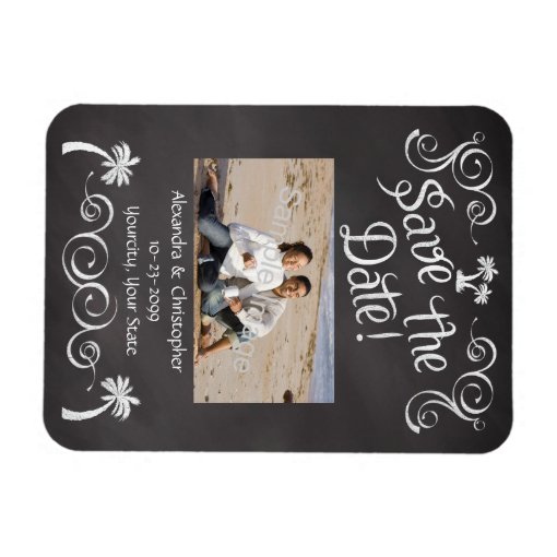 Chalkboard Palm Tree Beach Wedding Save the Date Zazzle