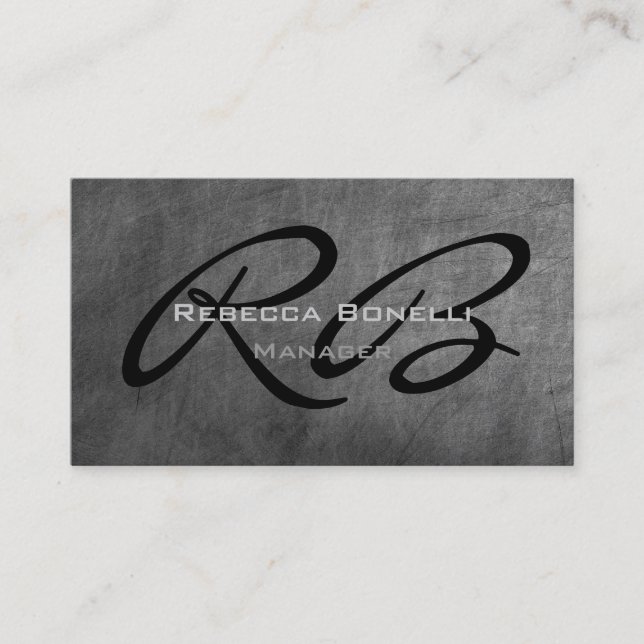 Chalkboard Pattern Black Monogram Business Card (Front)