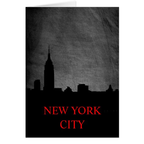 Chalkboard Pattern Black New York Silhouette Card