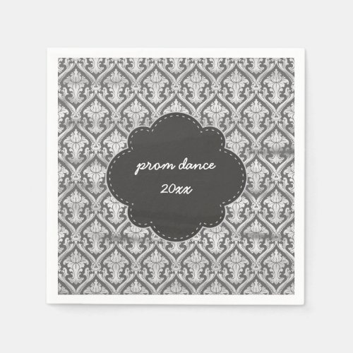 Chalkboard pattern damask paper napkins