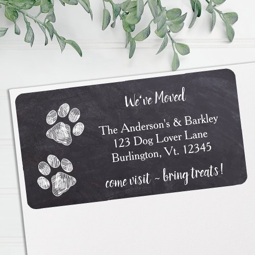 Chalkboard Paw Print Moving Return Address Label