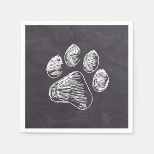 Chalkboard Paw Print - Puppy Pawty - Dog Birthday Napkins