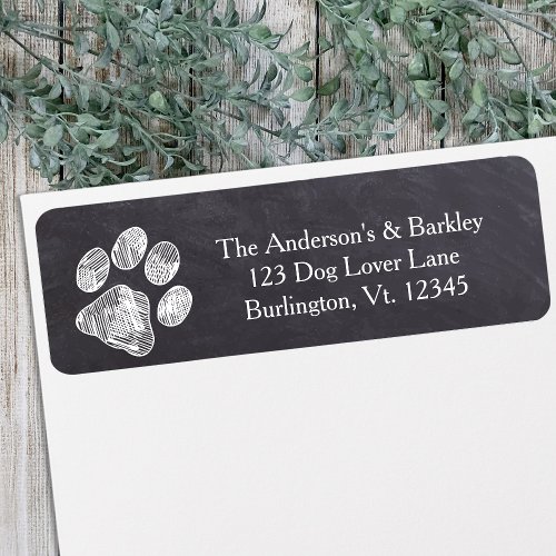 Chalkboard Paw Print Return Address Label