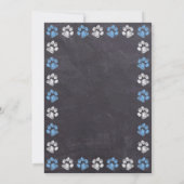 Chalkboard Paw Prints Blue Boy Baby Shower By Mail Invitation (Back)