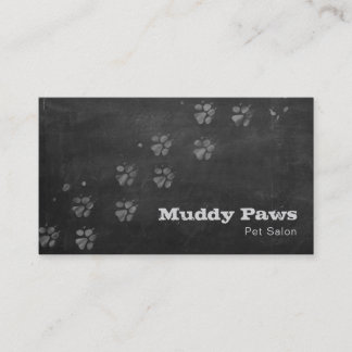 Chalkboard Paw Prints Grooming Services Business Card