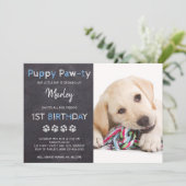 Chalkboard Pawty Puppy Dog Birthday Invitation (Standing Front)
