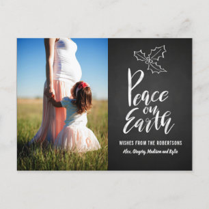 Chalkboard Peace On Earth Typography Photo Postcard