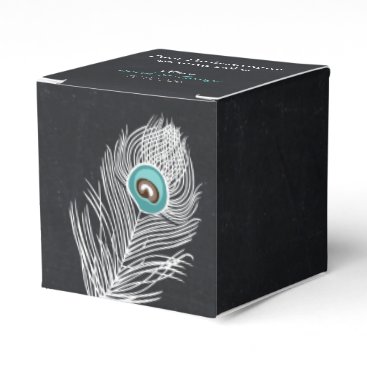 Chalkboard peacock custom wedding favor box