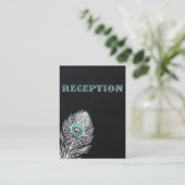 Chalkboard peacock wedding reception invite (Standing Front)