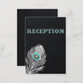 Chalkboard peacock wedding reception invite (Front/Back)