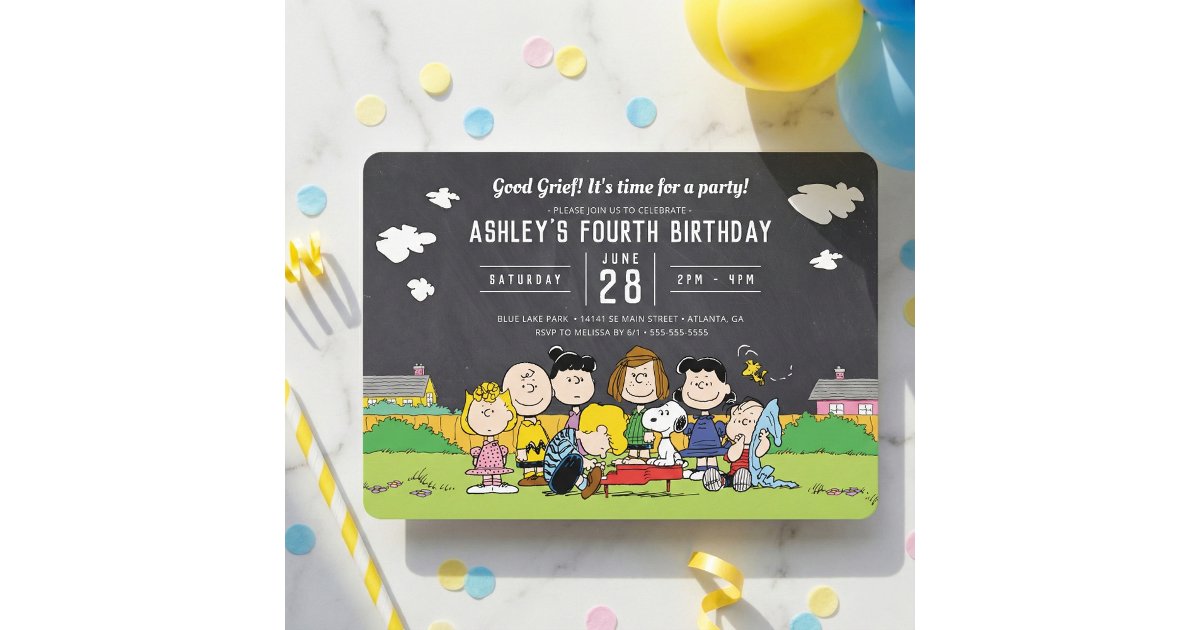 Chalkboard Peanuts Charlie Brown and Gang Birthday Invitation | Zazzle Chalkboard Peanuts Charlie Brown and Gang Birthday Invitation | Zazzle