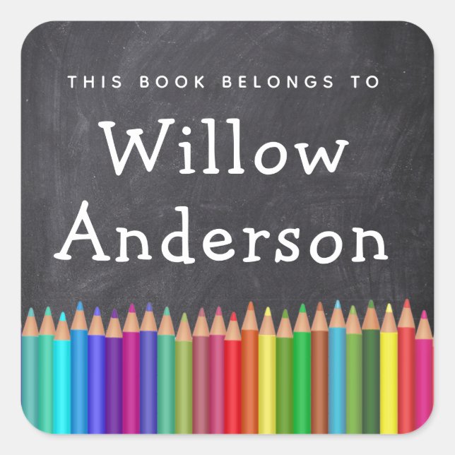 Chalkboard Pencils Name Bookplate (Front)