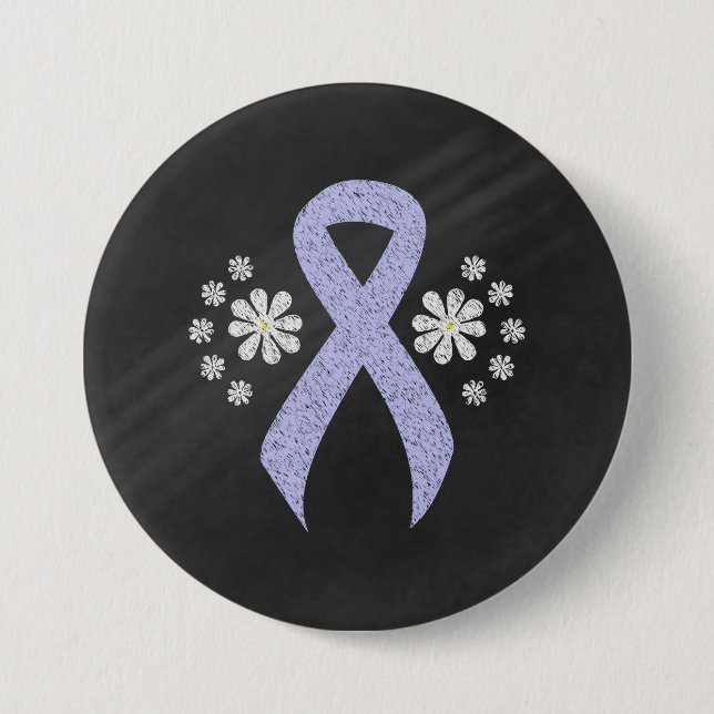 Chalkboard Periwinkle Ribbon Button (Front)