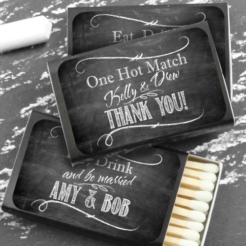 Chalkboard Personalize Black Matchboxes