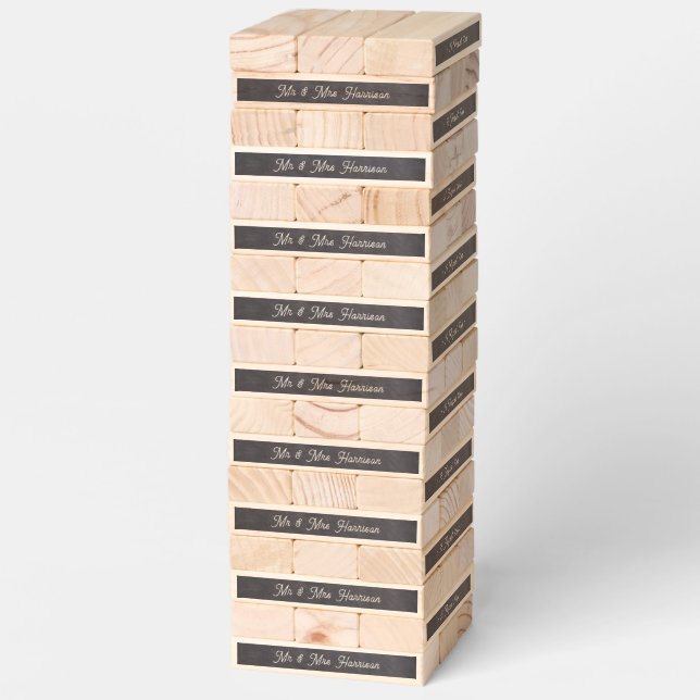 Chalkboard Personalized Game Giant Wedding Topple Tower (Assembled)