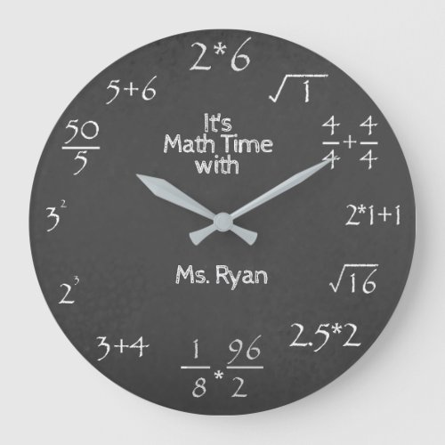Chalkboard Personalized Math Time Large Clock