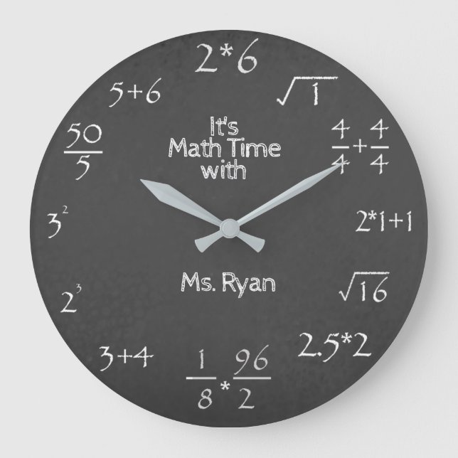 Chalkboard Personalized Math Time Large Clock (Front)
