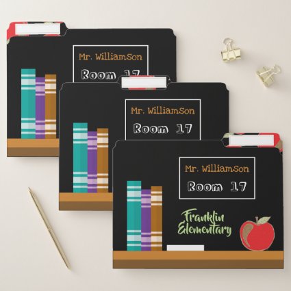 Chalkboard personalized teacher file folders