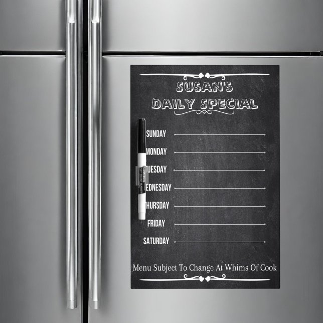 Chalkboard Personalized Weekly Menu Dry Erase Board (Chalkboard Personalized Weekly Menu Dry Erase Board)