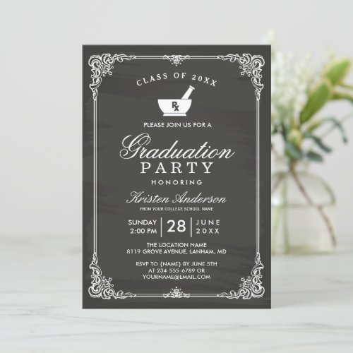 Chalkboard Pharmacy School Graduation Party Invitation